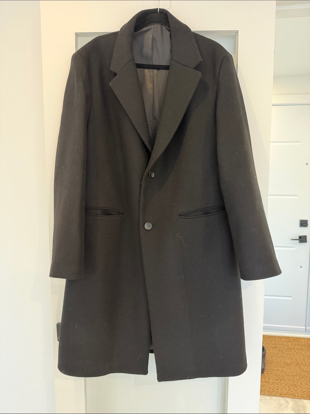 Zara Men's Black Single-Breasted Pea Coat